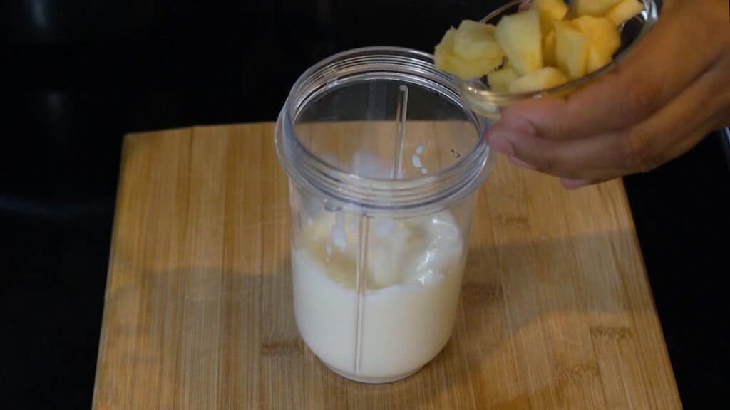 Adding the peeled and chopped apples 