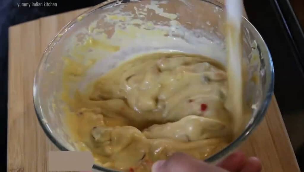 Mixing the cake batter well