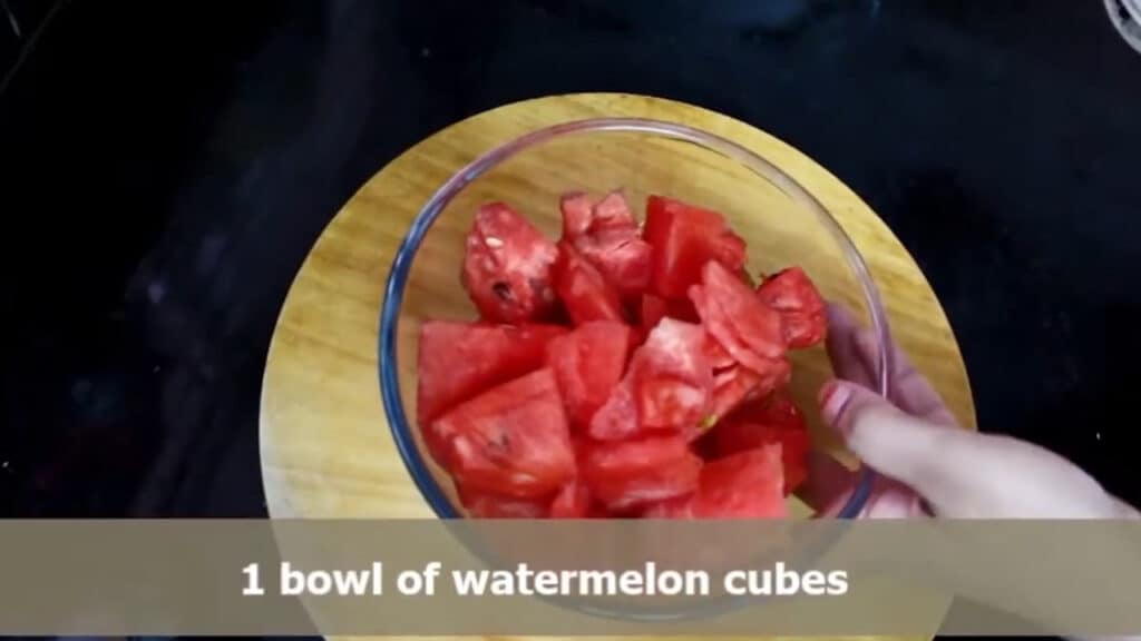 cut watermelon cubes in a bowl