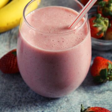 Mcdonald's Strawberry Banana Smoothie served a glass