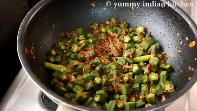 cooking the bhindi