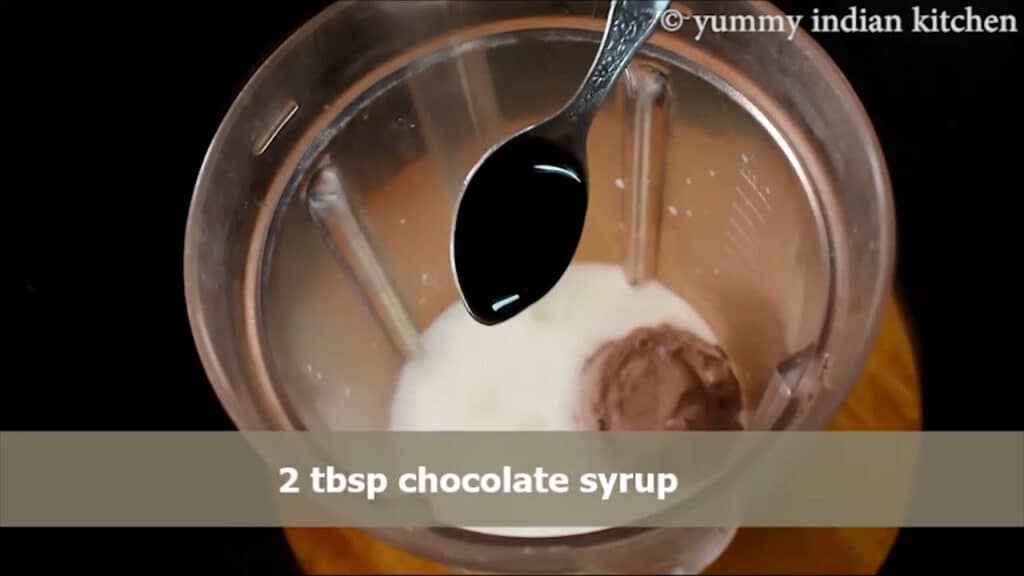 Add chocolate syrup into the jar