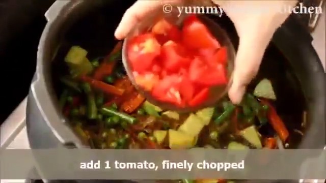 Adding the tomato pieces