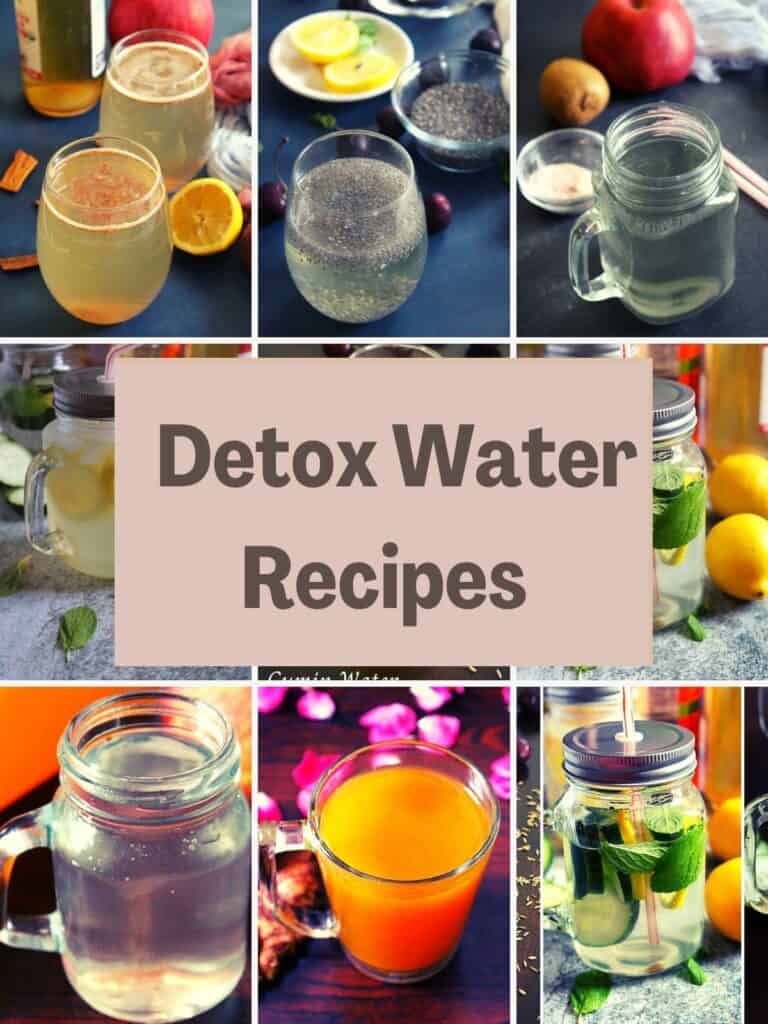 detox water recipes for weight loss and body cleanse drinks made as a collage 