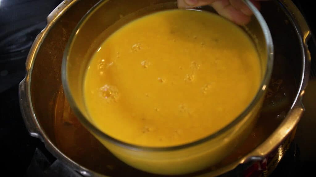 adding cooked dal to dalcha