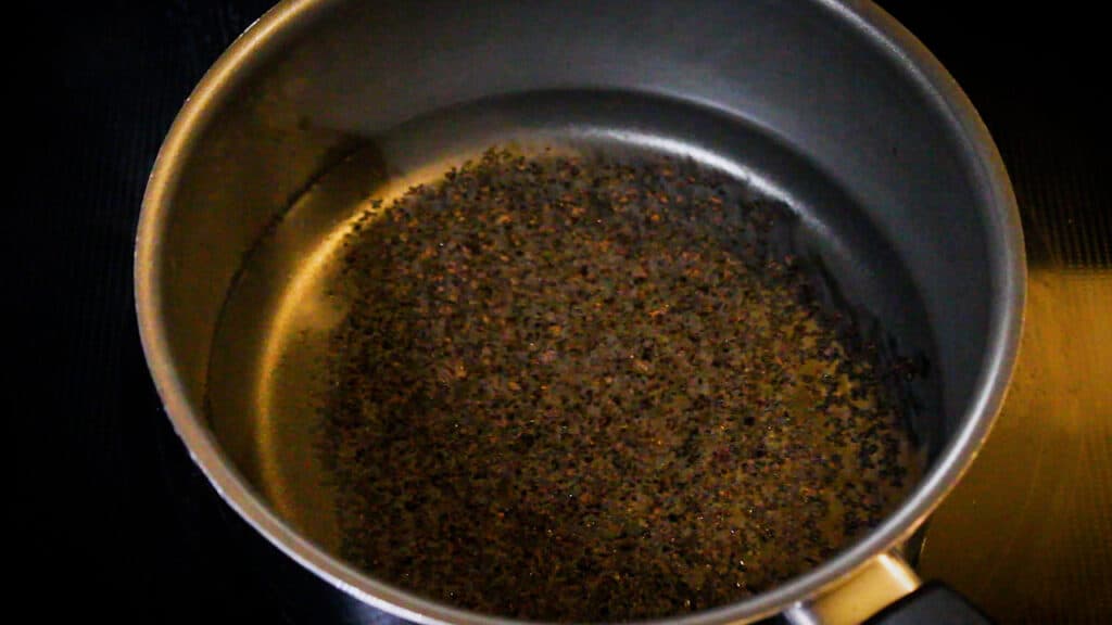 boiling tea leaves in water