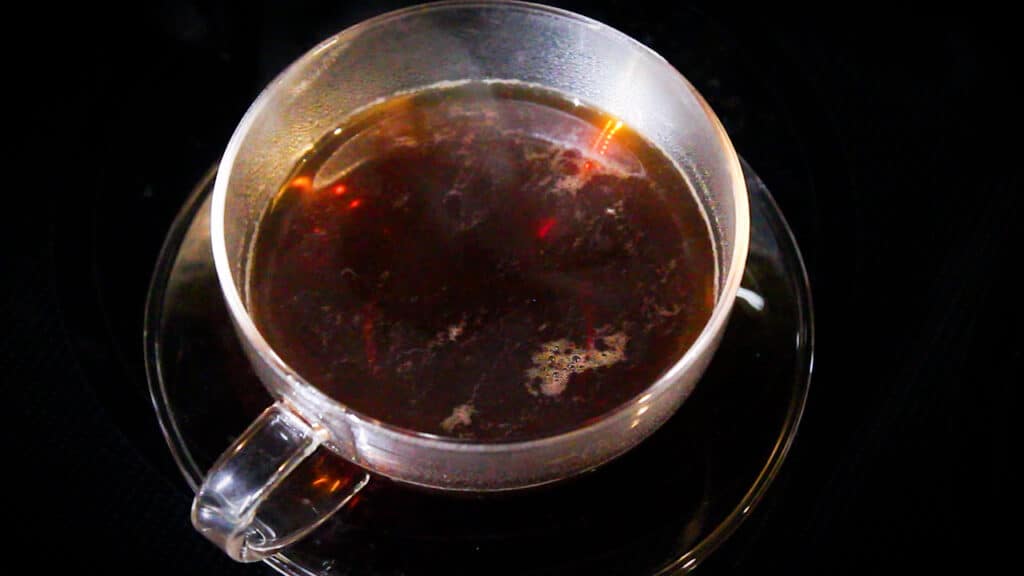 tea strained into a cup