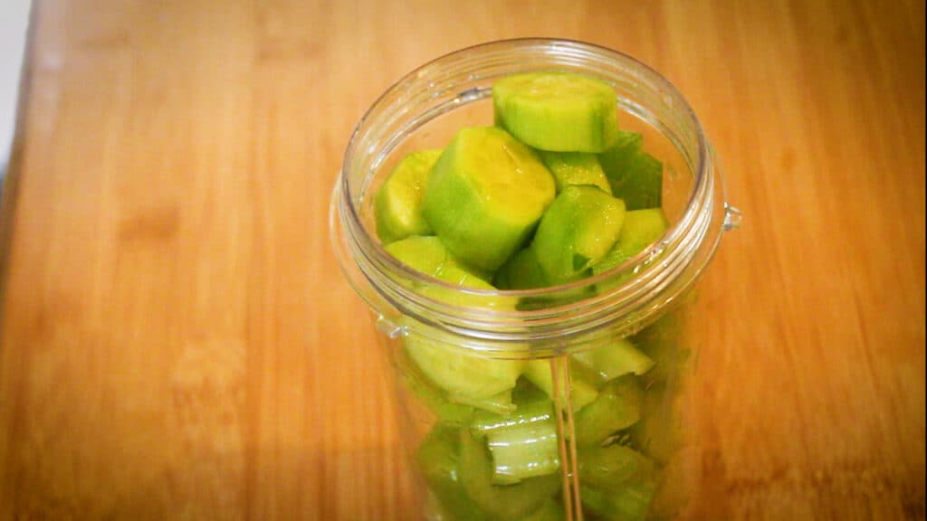 adding cucumber pieces