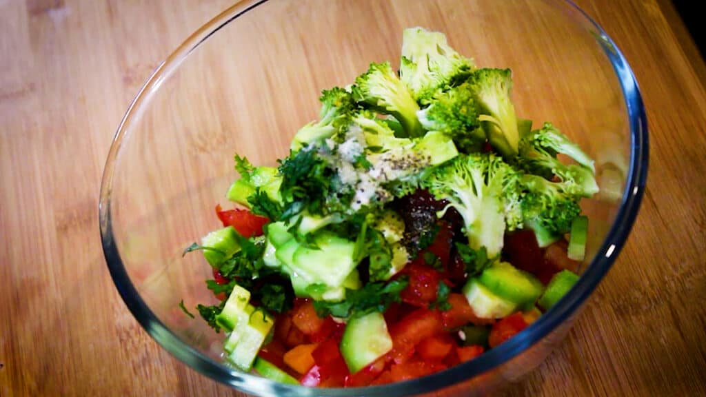 pepper and cilantro added to the salad