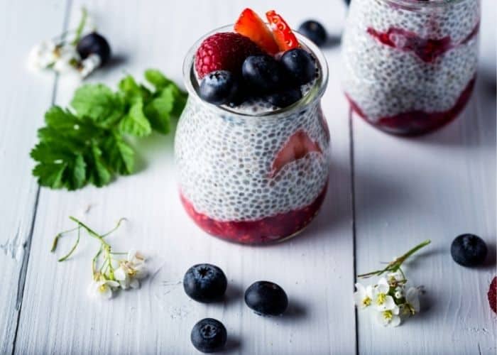 chia blueberry pudding for a keto breakfast without eggs
