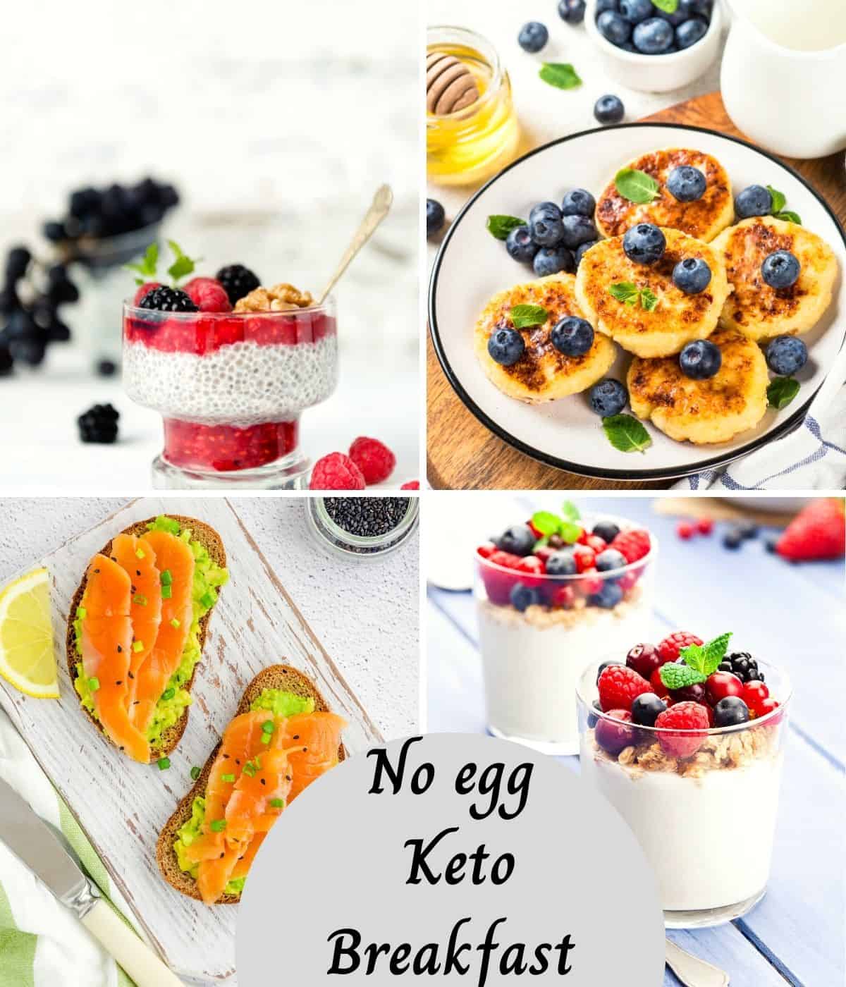 low carb breakfast recipes in a collage for a keto diet that are egg free