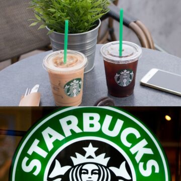 starbucks dairy free drinks on the table with starbucks logo