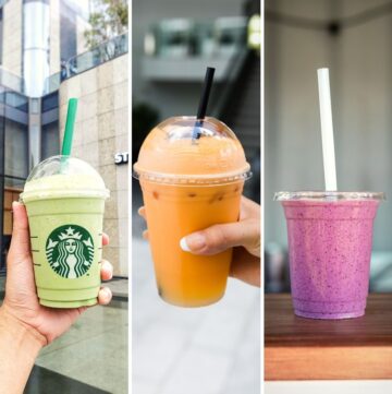 starbucks smoothies drinks in a collage