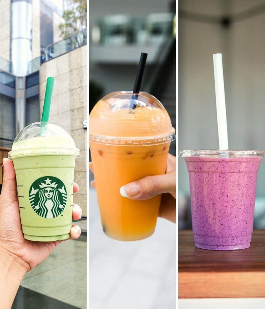 starbucks smoothies in a collage