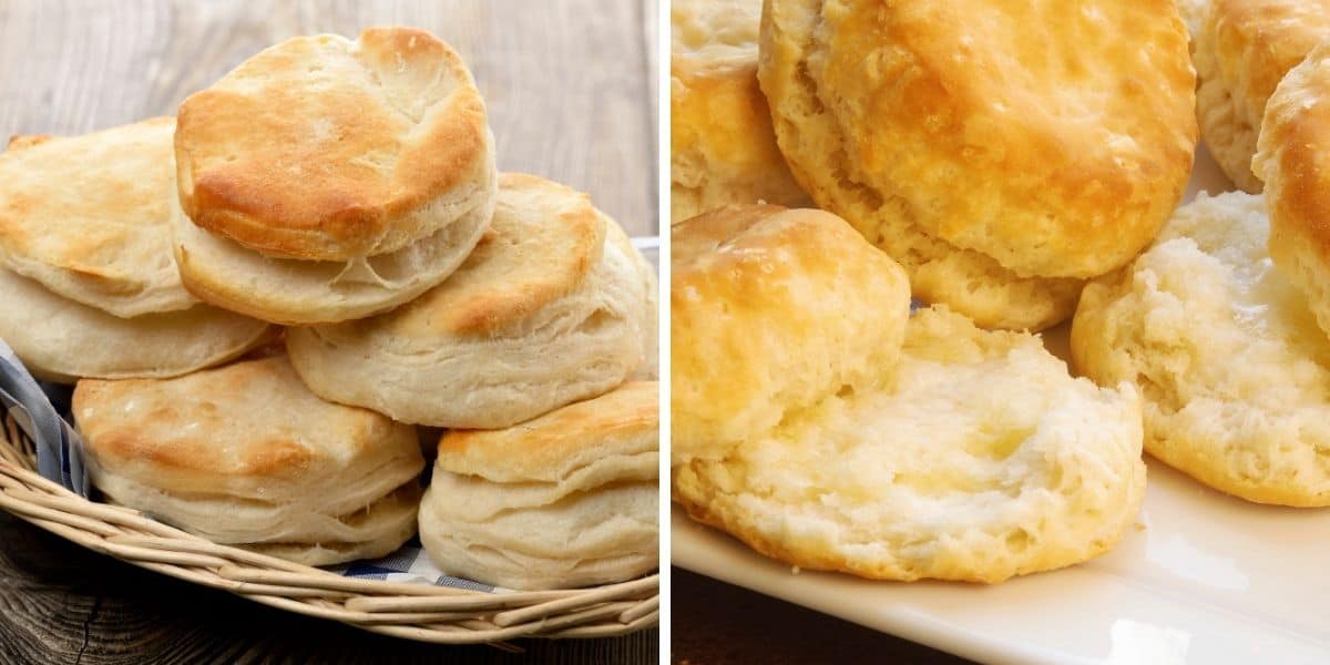 biscuits in a basket and a plate 