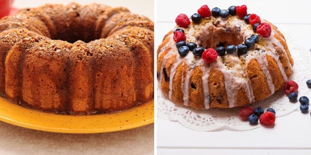 pancake mix bundt cake with berries as topping