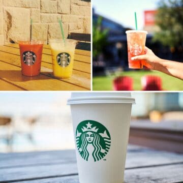 starbucks drinks without caffeine in a collage form