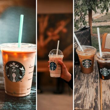 starbucks iced coffee drinks in a collage to show various drinks