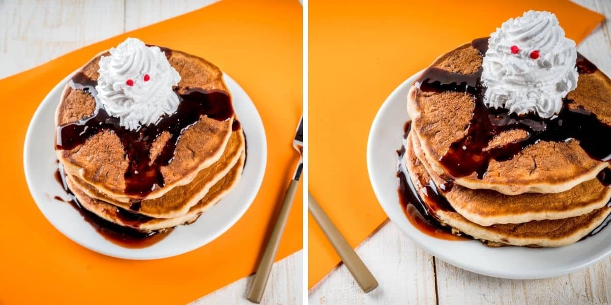 haunted pancakes appearance on a plate for halloween breakfast ideas