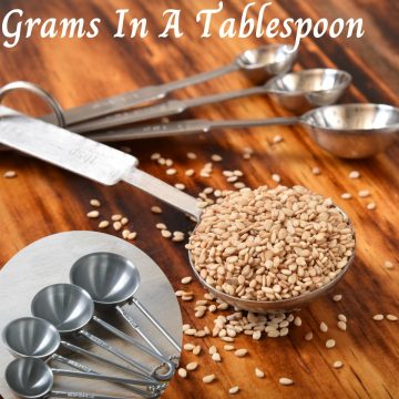 different tablespoons with seeds to show them in grams
