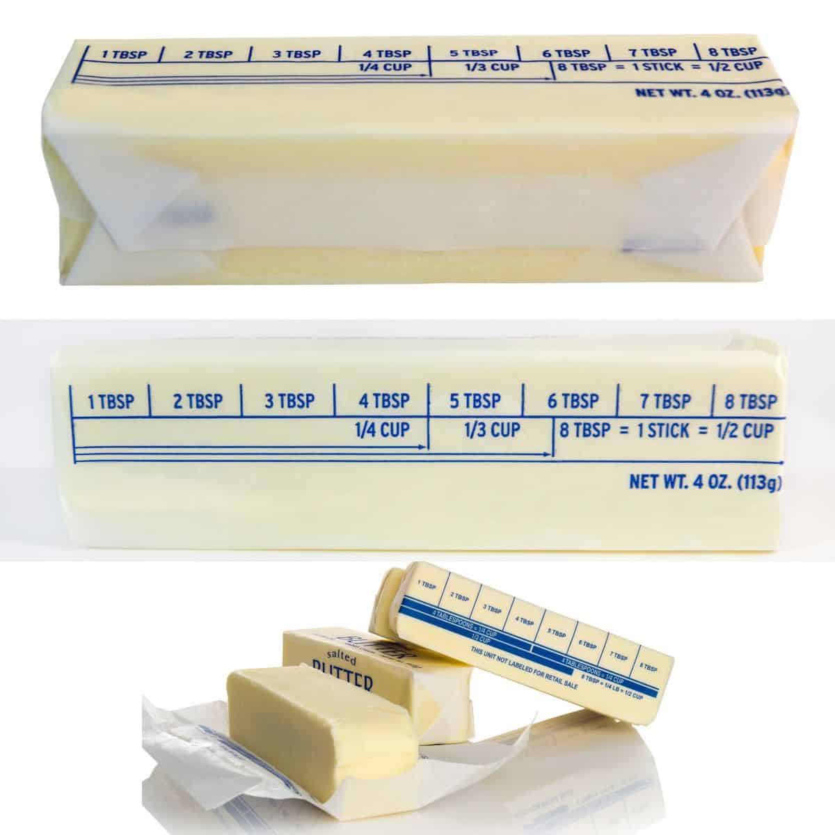 butter sticks with tablespoons markings 