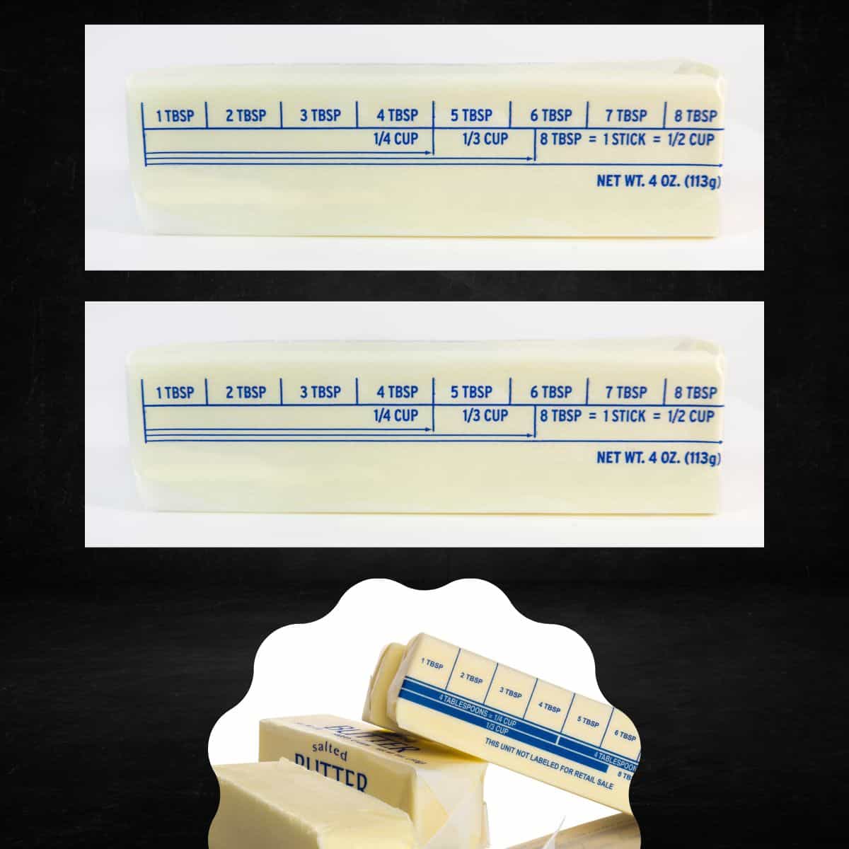 sticks of butter to show how much they measure in cups