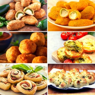 christmas finger foods for party appetizers in a collage