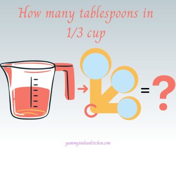 A measuring cup and spoons showing in the form of question mark to learn how many tablespoons in 1/3 cup