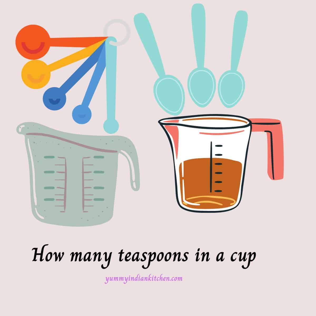 How many teaspoons in a cup, 1/2 cup - Yummy Indian Kitchen