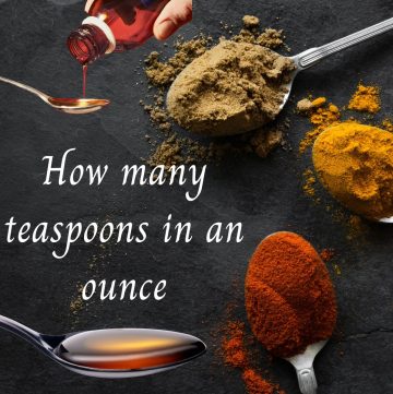 image showing teaspoon with spices and liquid in it to represent how many teaspoons in an ounce