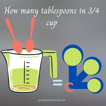 cup and tablespoons to represent how many tablespoons in 3/4 cup