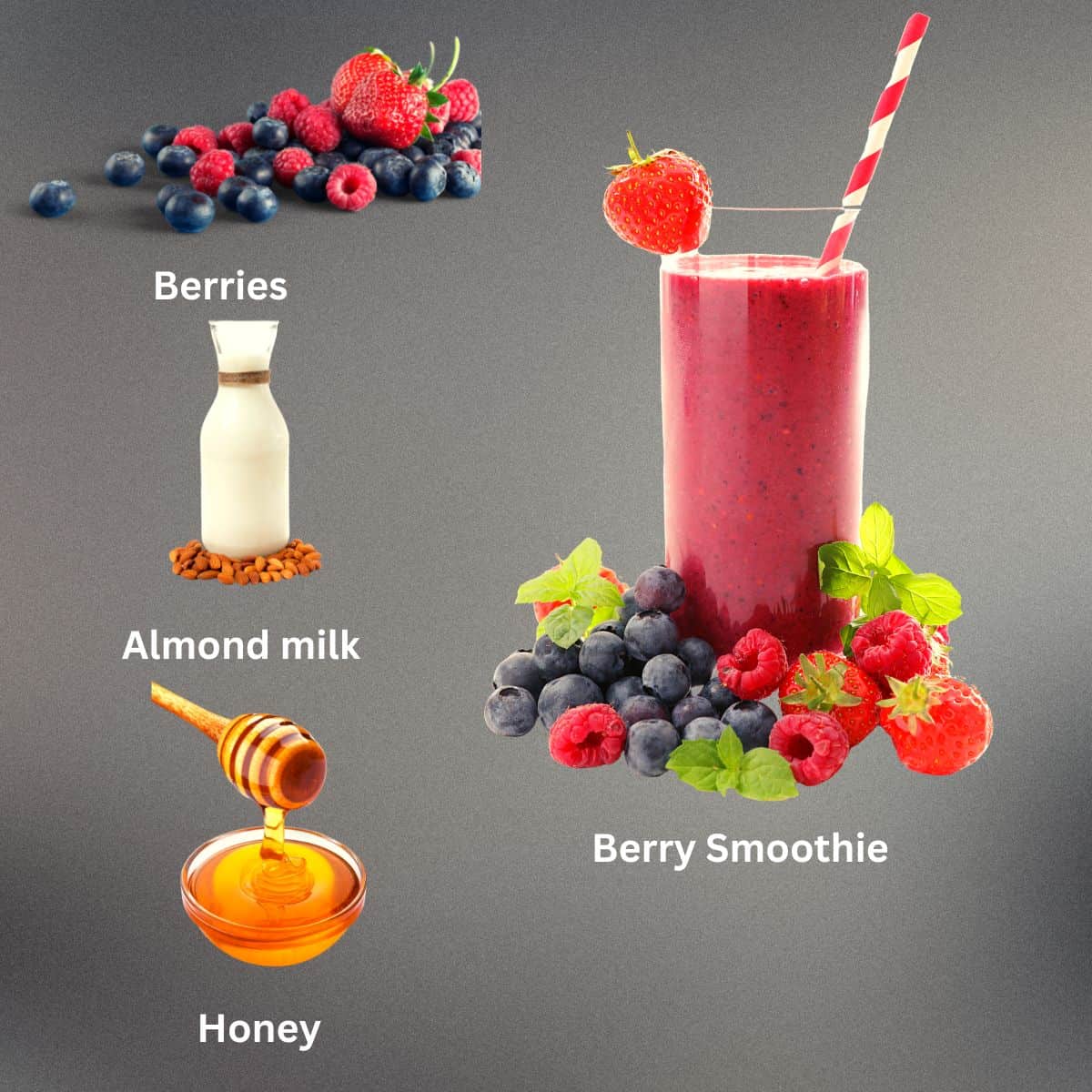 ingredients to make a smoothie with frozen berries