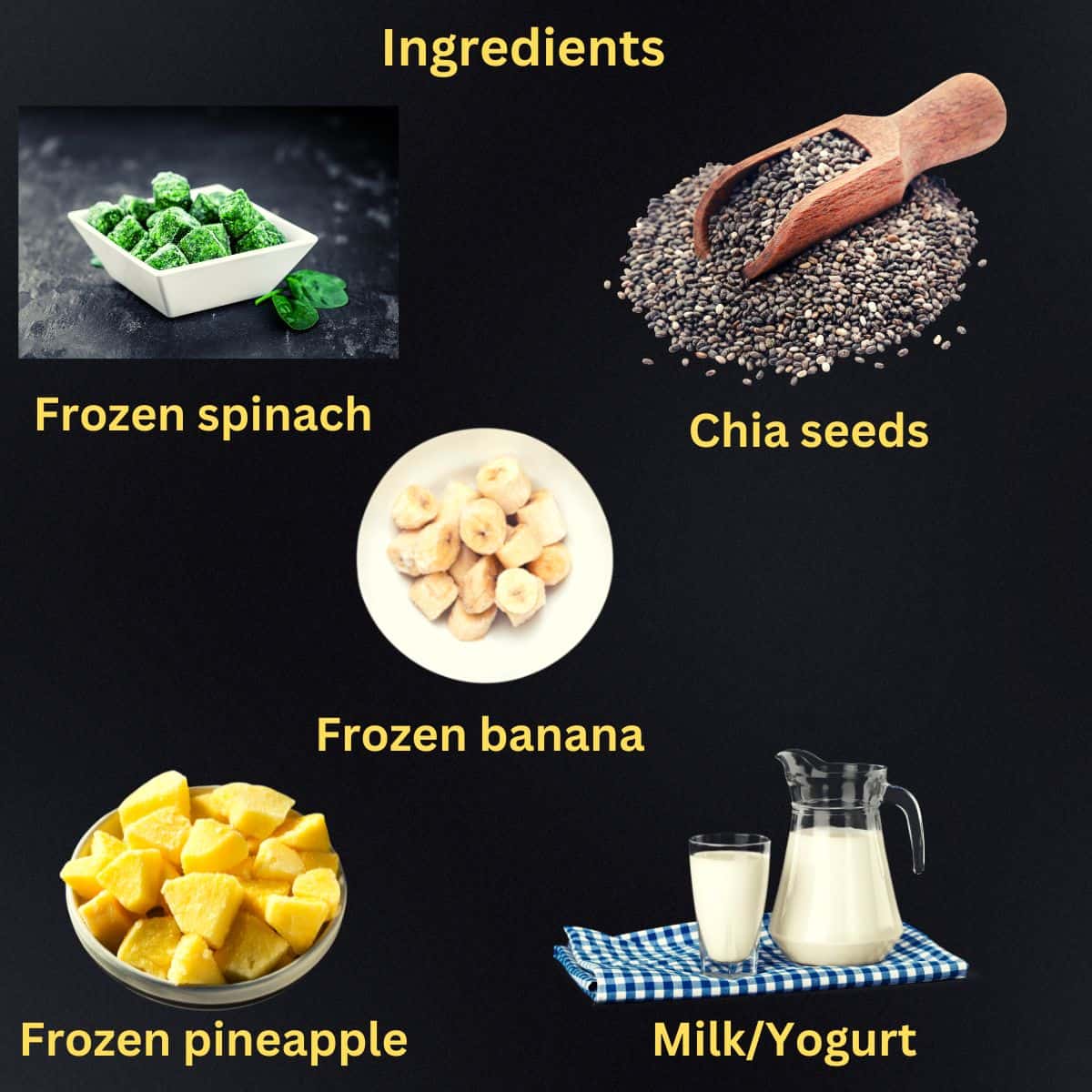 ingredients list to make frozen spinach smoothie