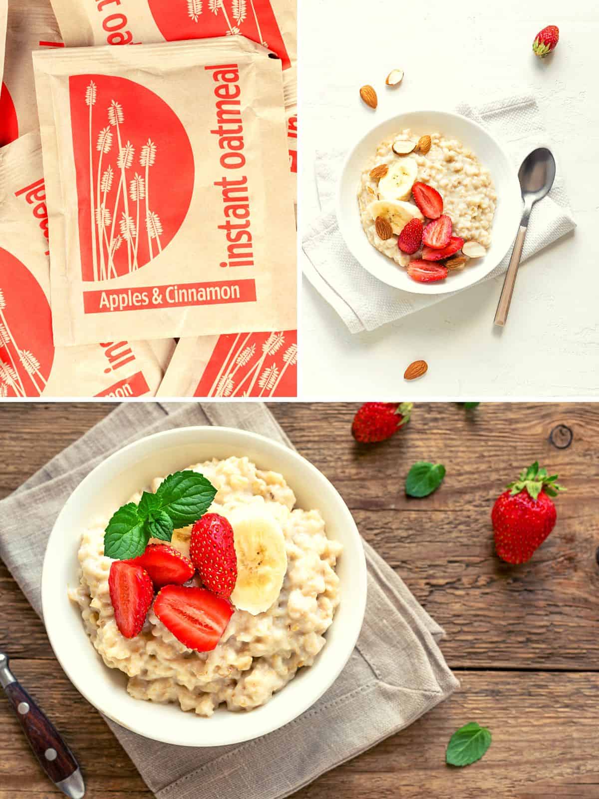 overnight instant oatmeal bowls and instant oatmeal packet sample