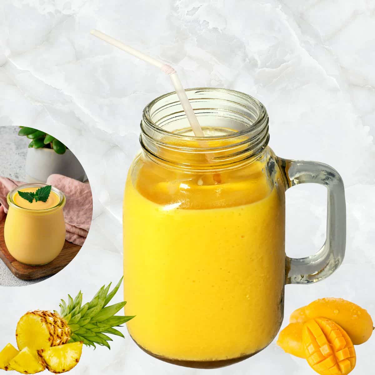 frozen mango smoothie in a jar