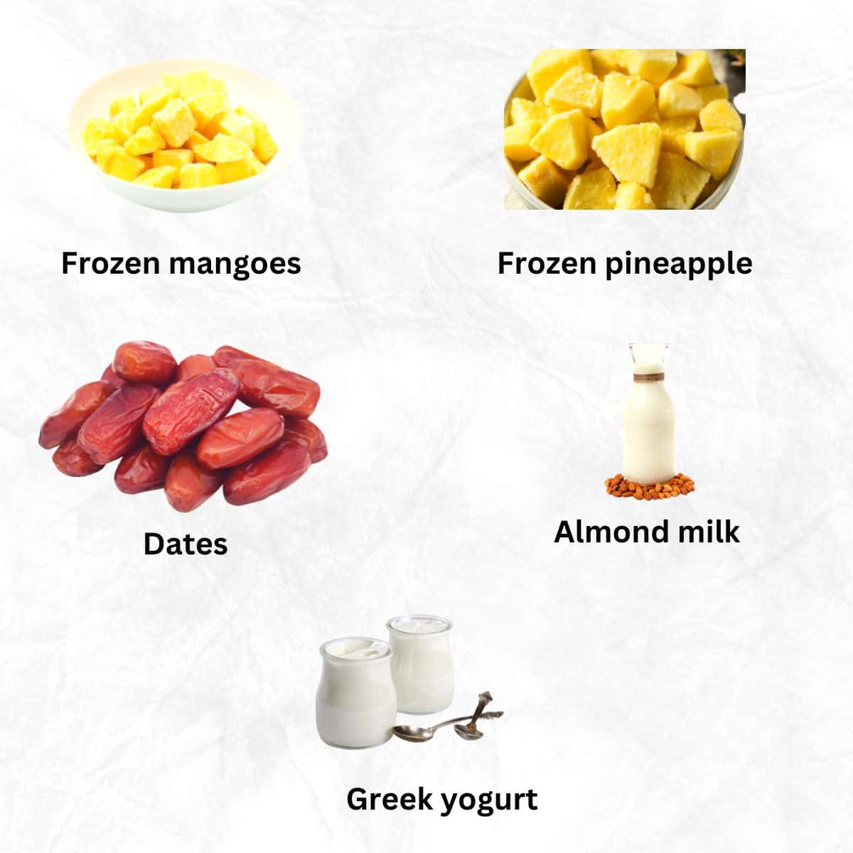 ingredients to make frozen mango smoothie 