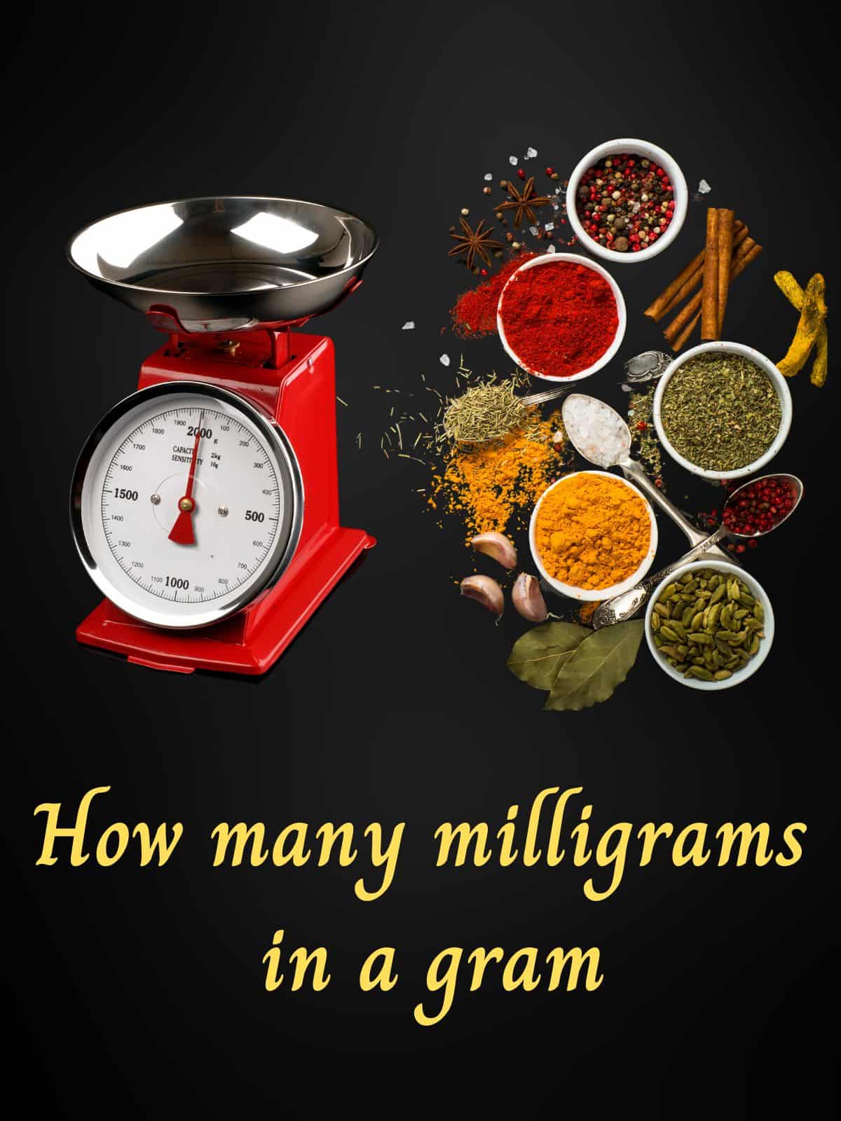 spices and scale to represent grams to milligrams