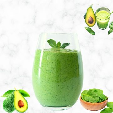 green smoothie for diabetics with avocados and spinach in a bowl