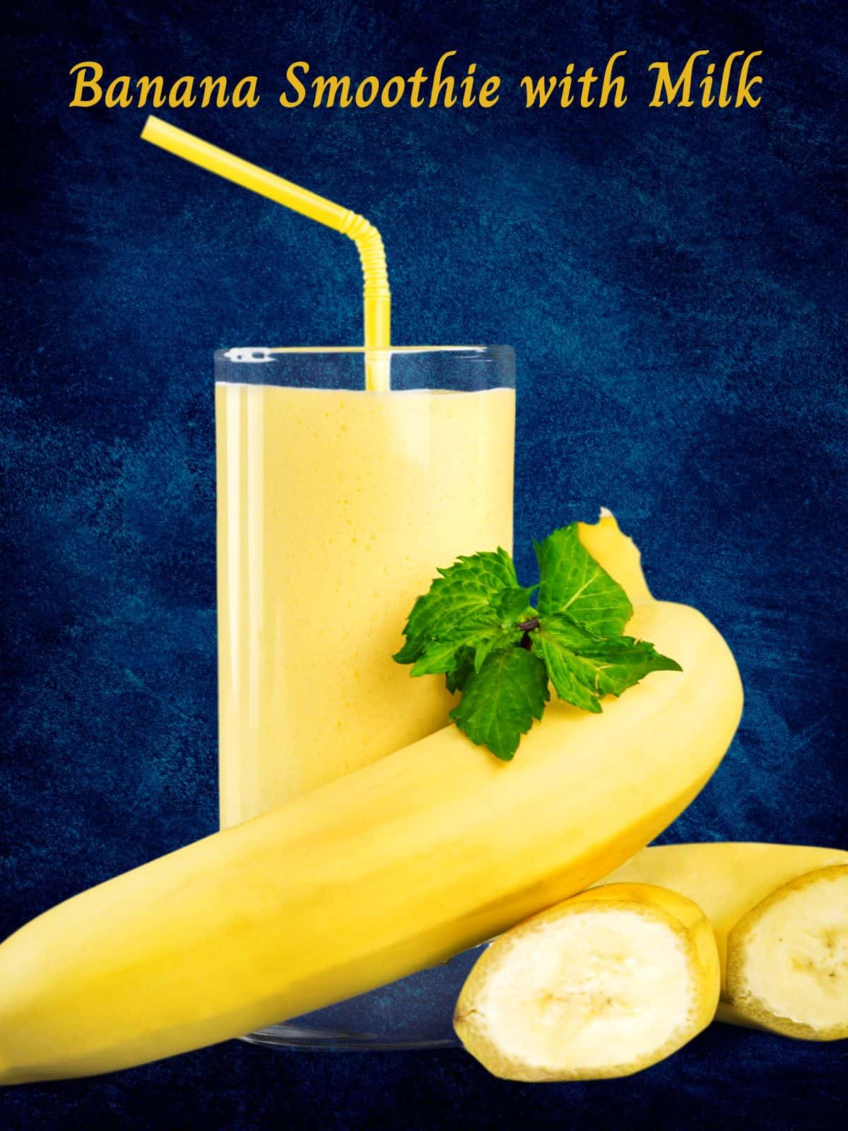 banana smoothie with milk in the glass with banana fruit beside the glass