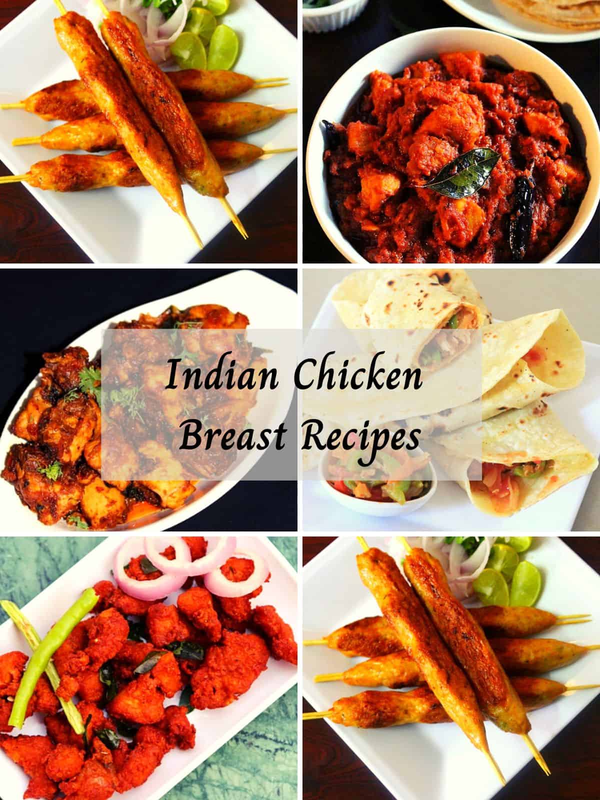 indian style chicken breast recipes in the collage