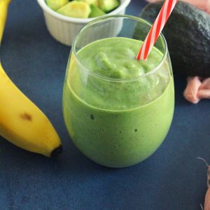 smoothie with avocado and banana in a glass to help with weight loss