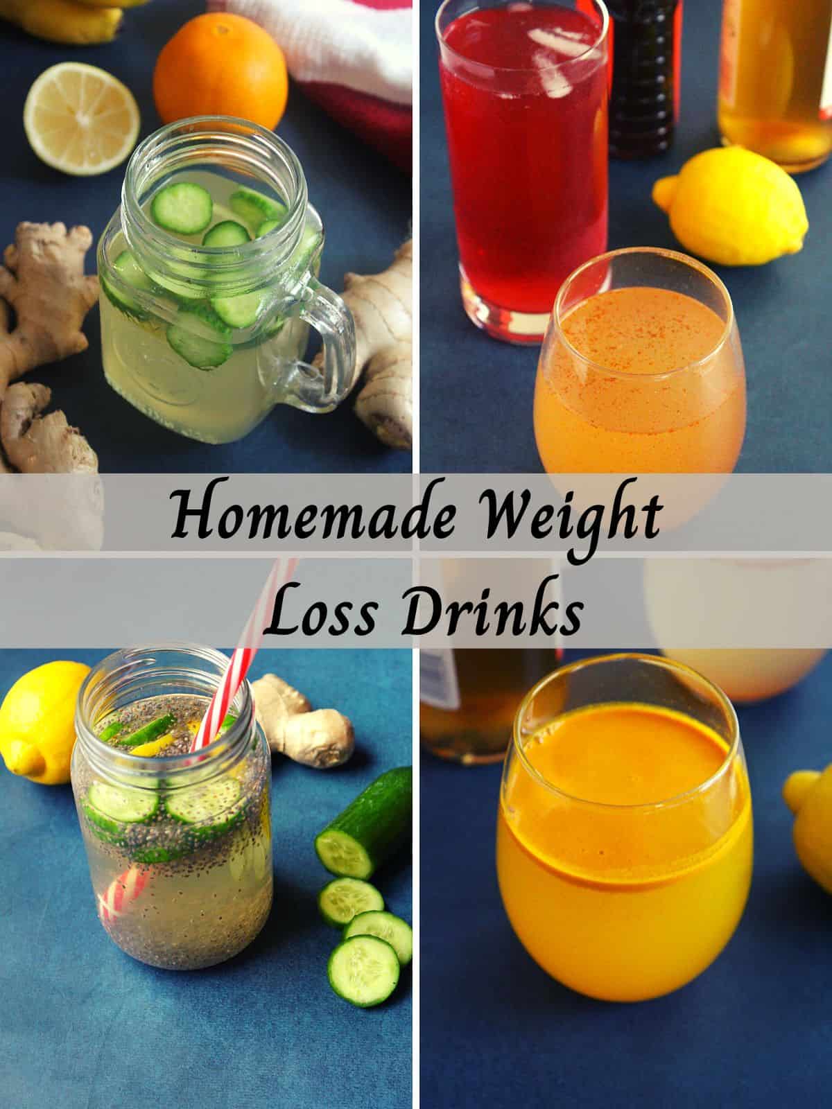 collection of homemade drinks to lose weight fast