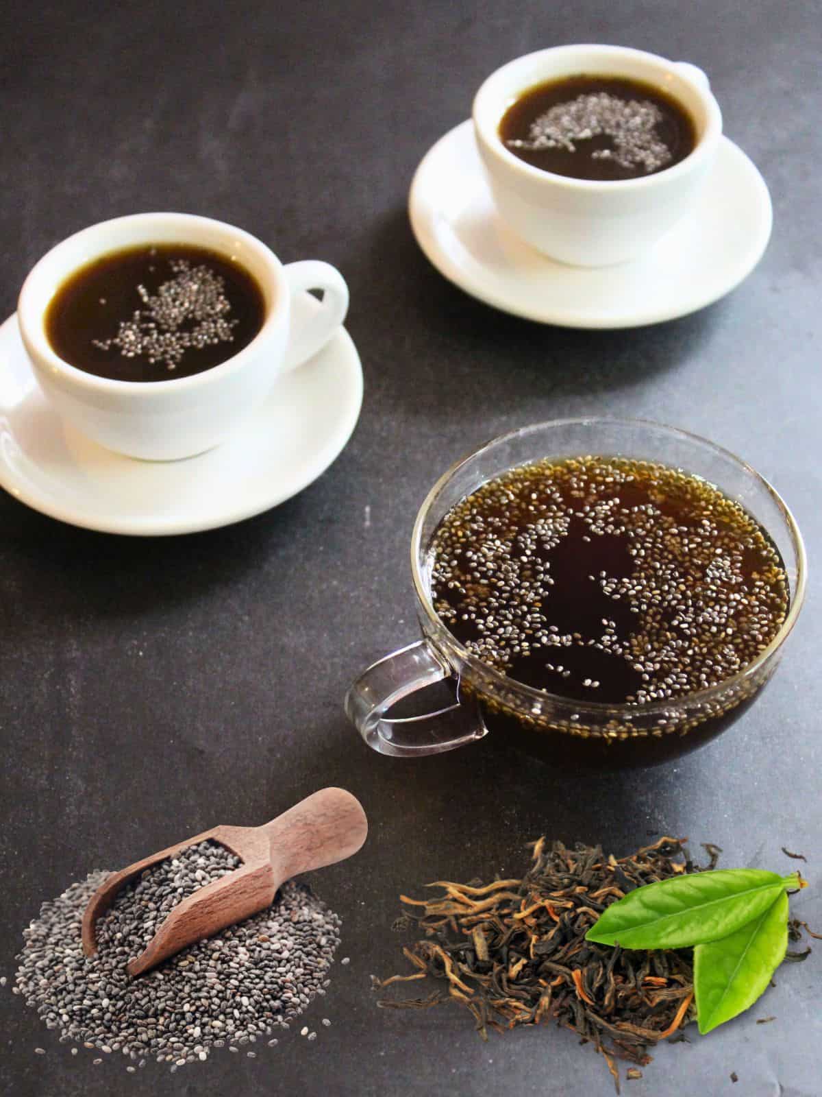 chia seed tea served in cups